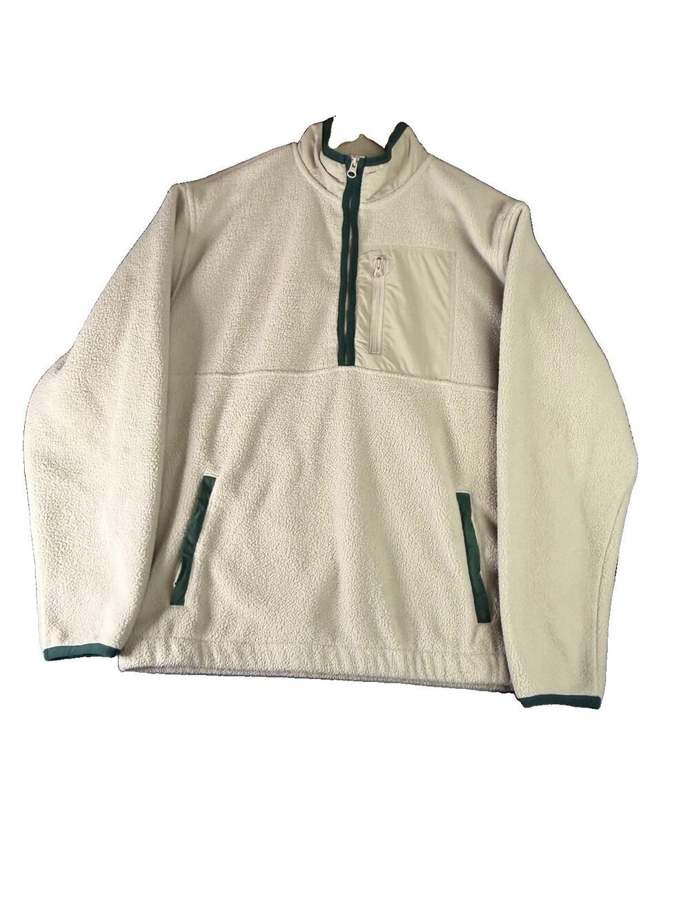 Gap Fleece Pullover Men’s M Cream Green Half Zip Outdoor Gorpcore